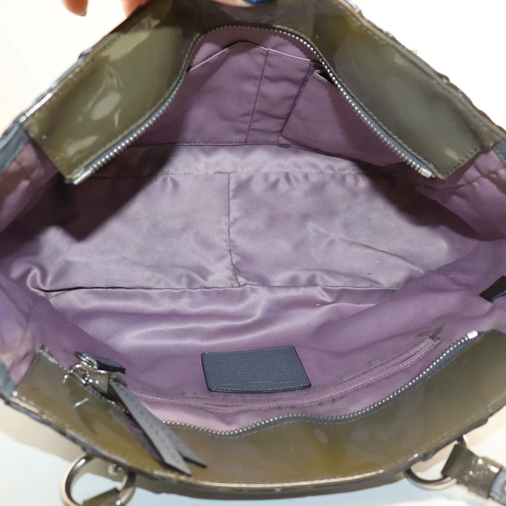Coach Gallery Tote Olive Green Patent‎ Leather GUC
